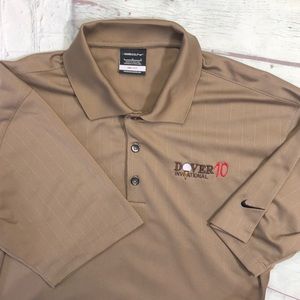 Nike Golf Dri Fit Dover International 10 Tan Pinstripe Polo
